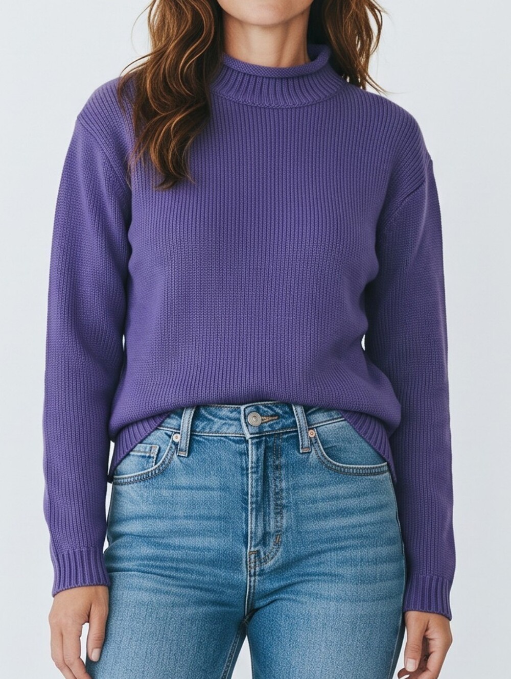 J. Crew Deep Purple  RollNeck 100% Cotton Sweater S